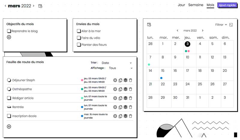 Monthly Log Bullet Journal numérique - My Bullet online