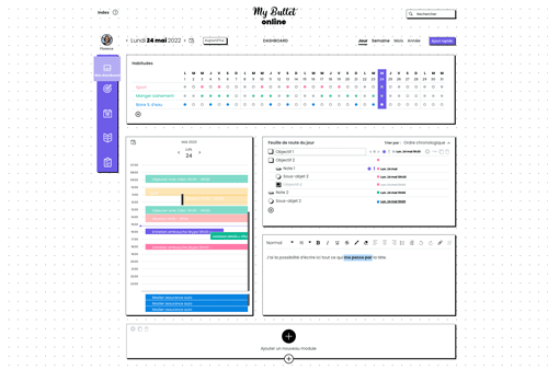 Dashboard personnalisé My Bullet online