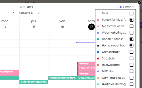 Filtre calendrier My Bullet online