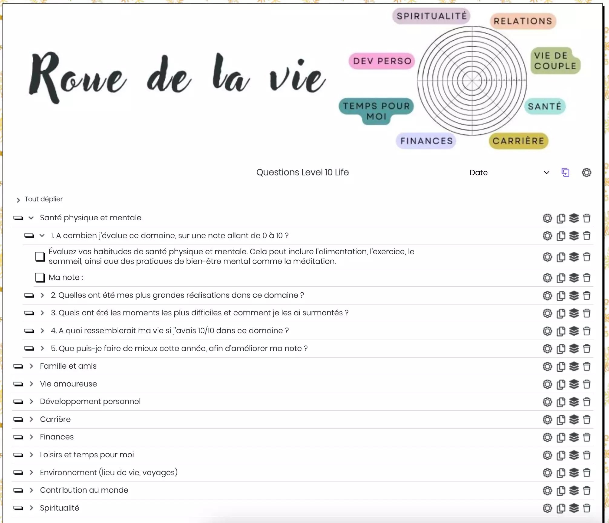 Collection Questions Roue de la vie - Level 10 Life - My Bullet online