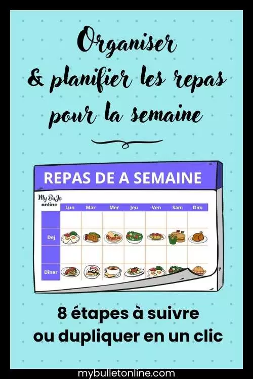 Idées de collections Bujo pour gérer les repas de la semaine - Pinterest - My Bullet online